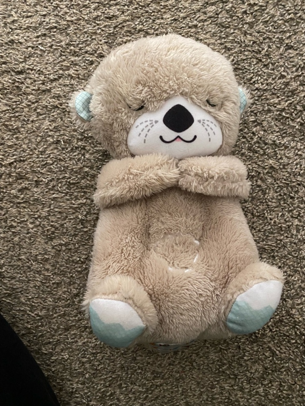 Fisher-Price Beige Plush Otter with Light Blue Accents